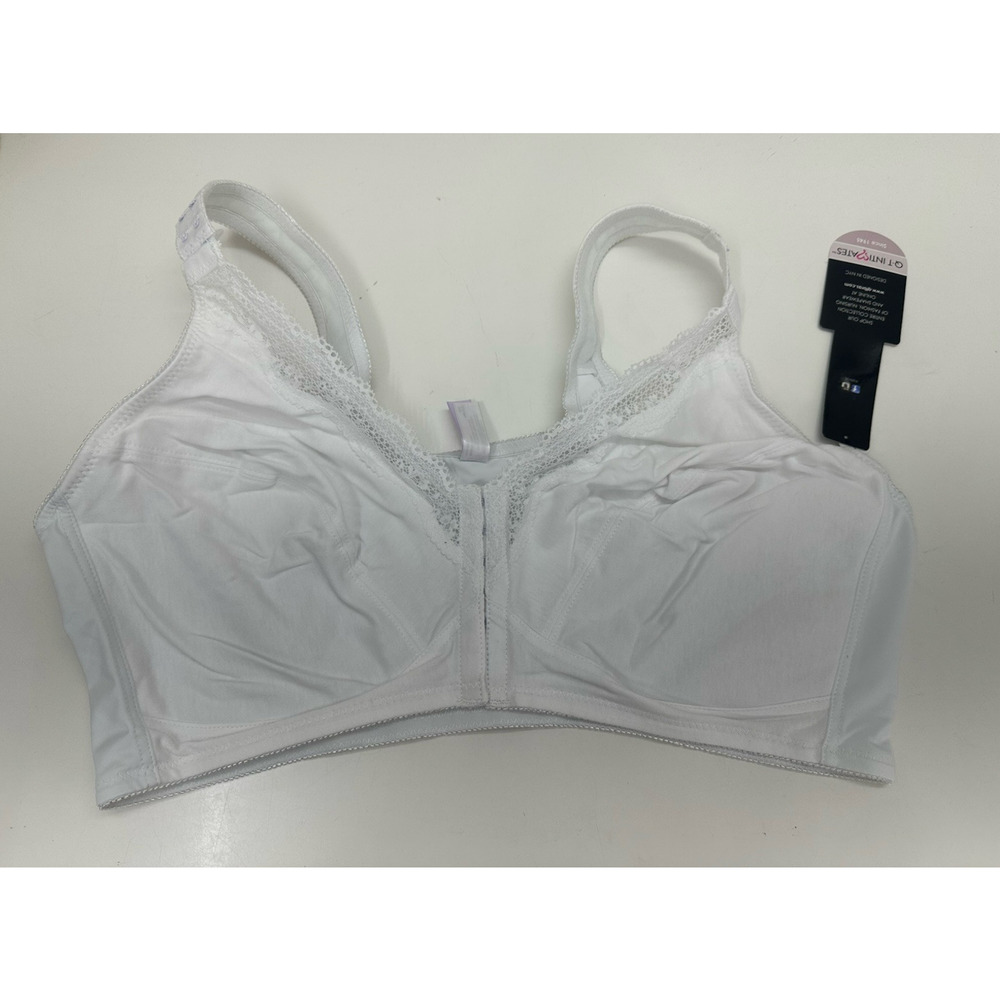 Q-T Intimates Womens Bra Size 48D White Front Clasp Style 3083 NWTs